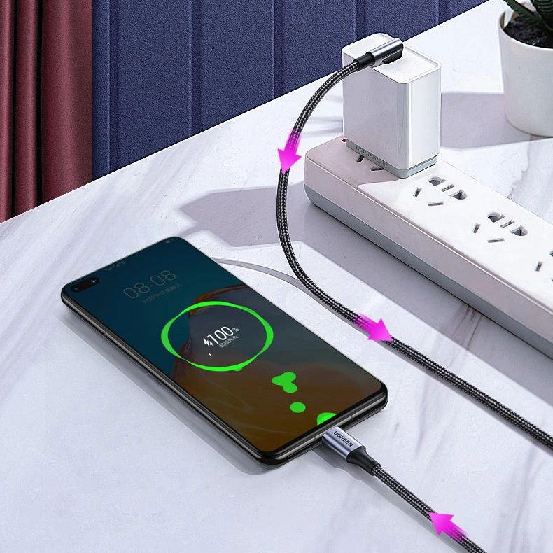 Winkelkabel USB-C / USB-C 90º PD 100W 480Mbps 1 m, Ugreen US334, Schwarz