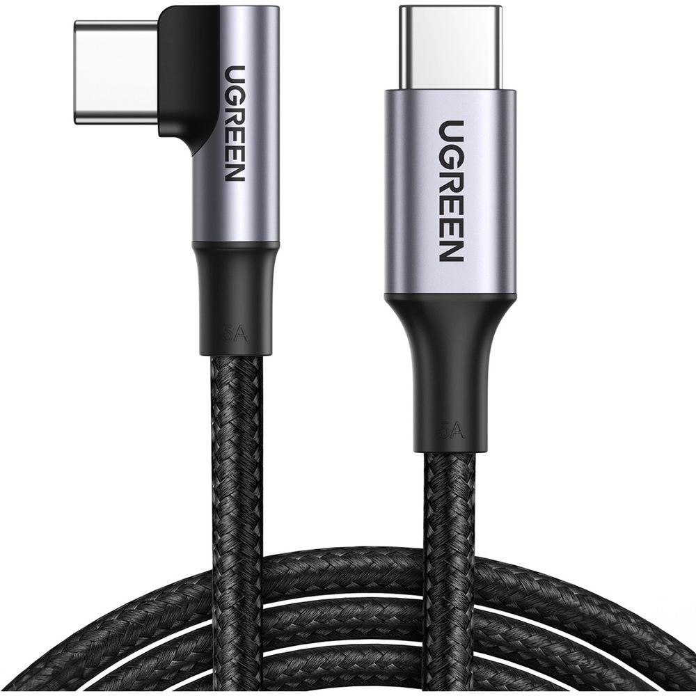 Ugreen US334 USB-C / USB-C 90º Kabel 100W 480Mbps 2m, Schwarz