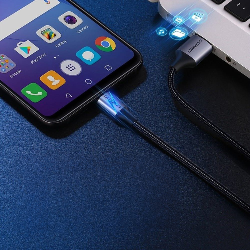 Kabel USB-A zu Micro-USB, 1m, QC 3.0, 2.4A, Ugreen, Schwarz