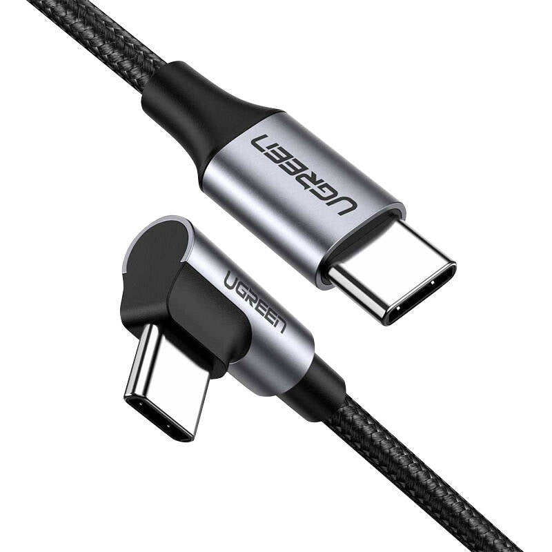 Ugreen Schräges USB-C / USB-C Kabel, 60 W, QC, PD, 0,5 m, Schwarz
