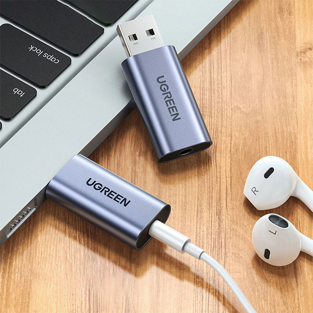 Externe Soundkarte / Audio-Adapter Ugreen CM383 USB-A 2.0 für mini jack 3,5 mm, Grau