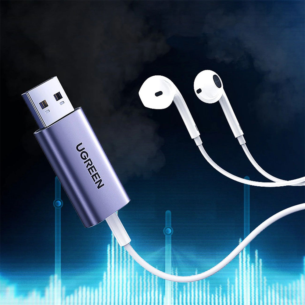 Externe Soundkarte / Audio-Adapter Ugreen CM383 USB-A 2.0 für mini jack 3,5 mm, Grau