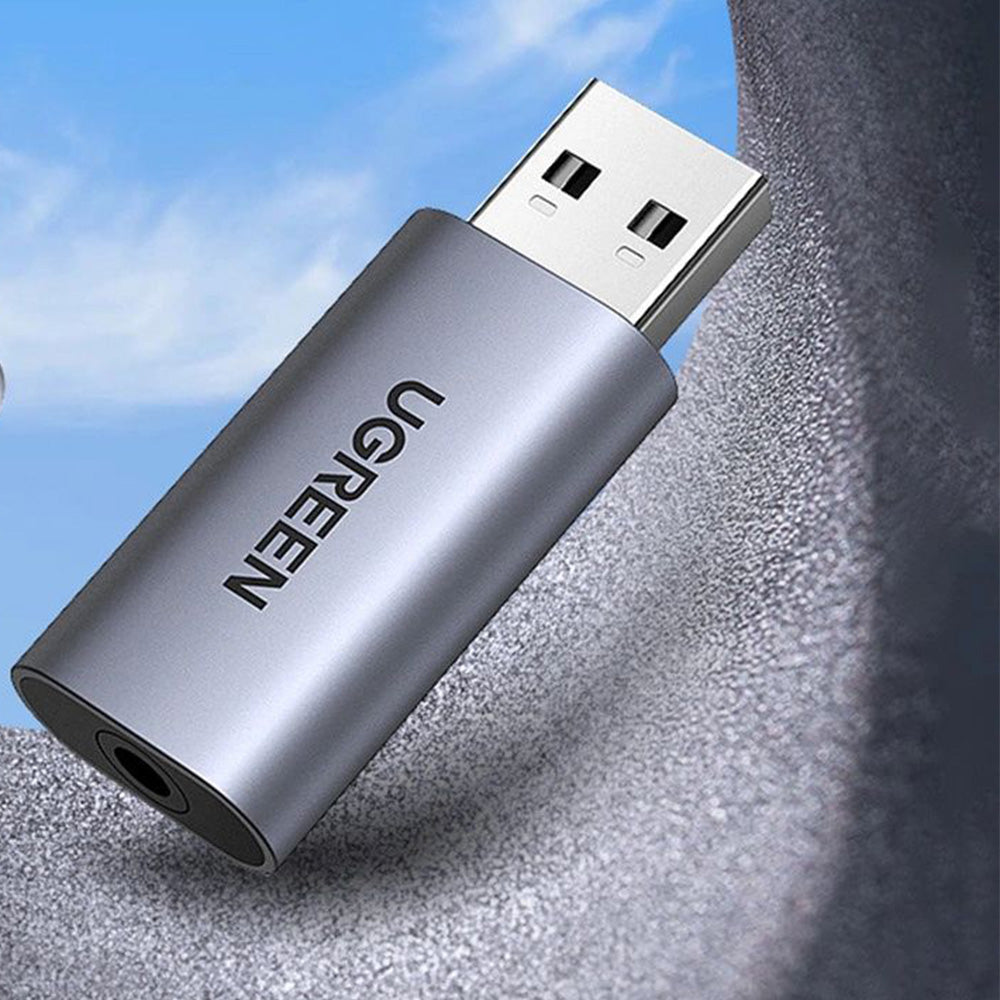 Externe Soundkarte / Audio-Adapter Ugreen CM383 USB-A 2.0 für mini jack 3,5 mm, Grau