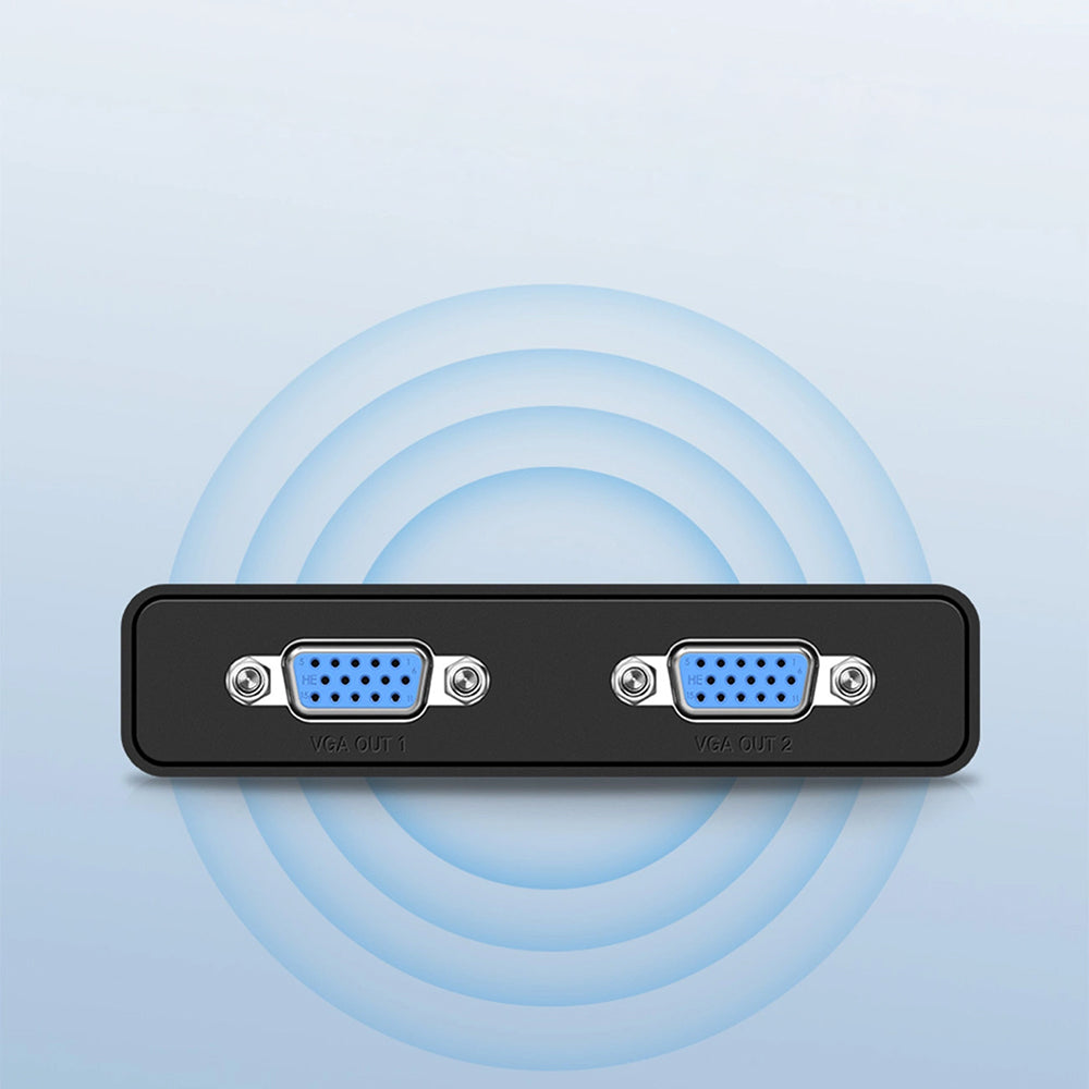 VGA Splitter (Stecker) auf 2x VGA (Buchse), Ugreen Video Splitter 40254, Schwarz