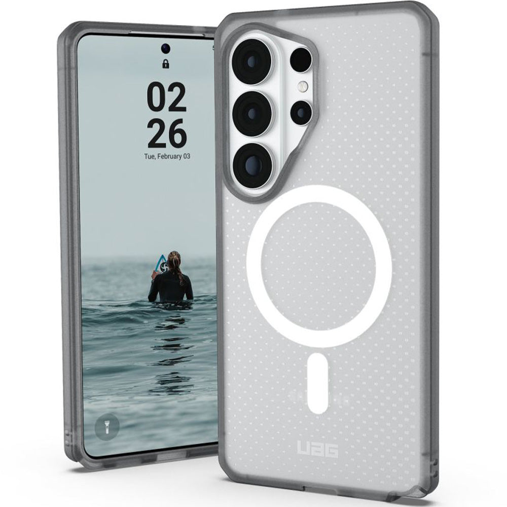 Handyhülle für Galaxy S26 Ultra, Urban Armor Gear Dot Magnetic mit MagSafe, Durchscheinend-Grau