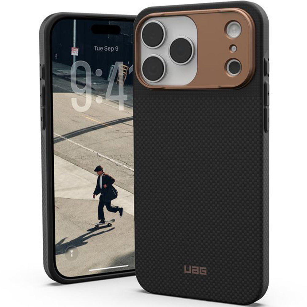 Handyhülle für iPhone 17 Pro Max, Urban Armor Gear UAG Fibr Armr MagSafe, Schwarz / Braun