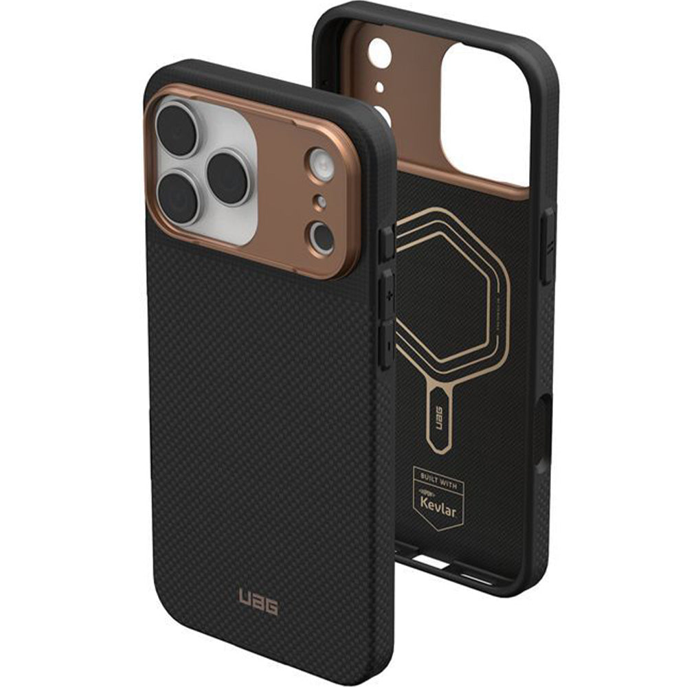 Handyhülle für iPhone 17 Pro Max, Urban Armor Gear UAG Fibr Armr MagSafe, Schwarz / Braun