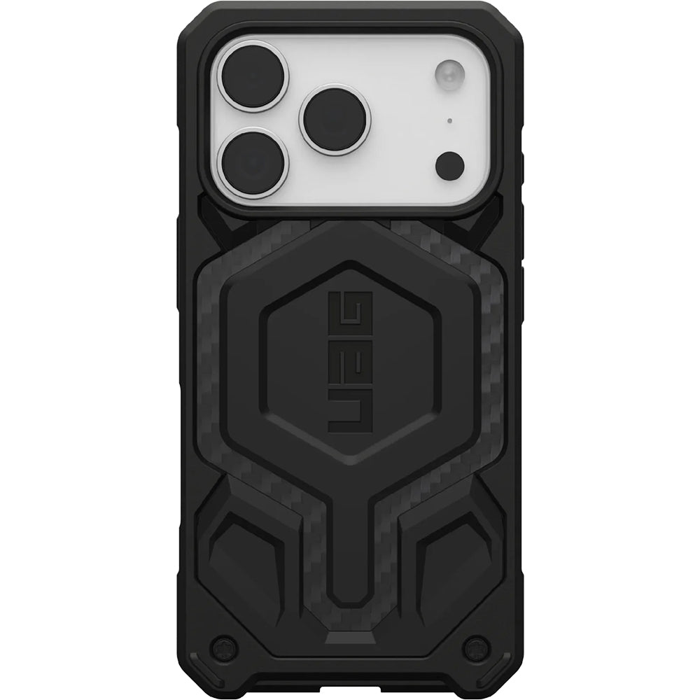 Handyhülle für iPhone 18 Pro / 17 Pro, UAG Monarch Pro Mag mit MagSafe, Schwarz mit Kohlefaser