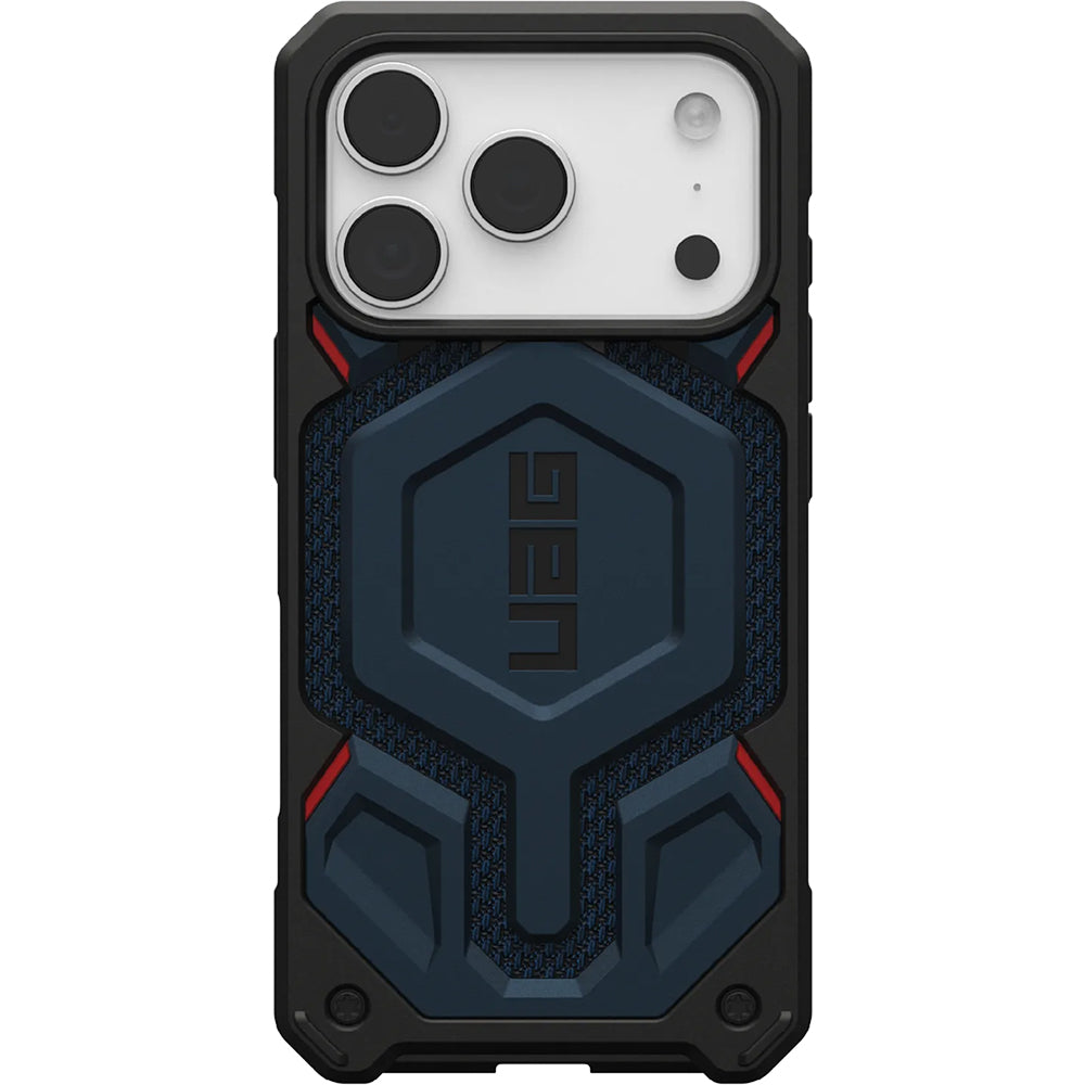 Handyhülle für iPhone 17 Pro, Urban Armor Gear Monarch Pro Mag mit MagSafe, Marineblau mit Kevlar