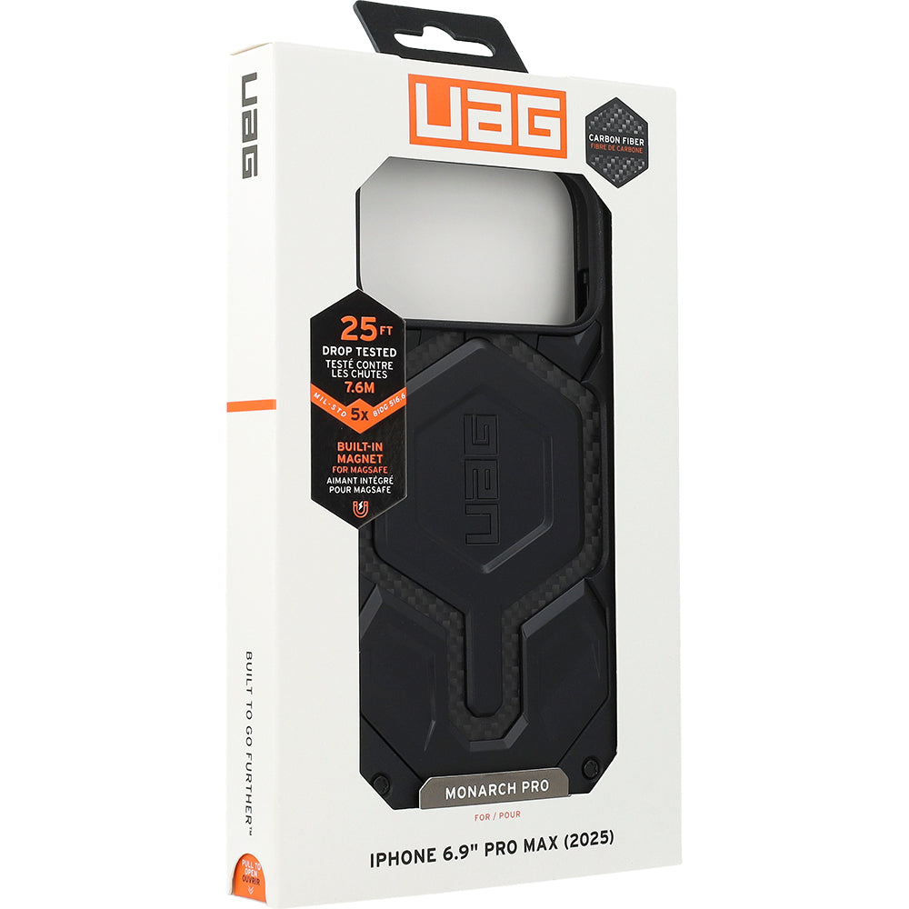 Handyhülle für iPhone 18 Pro Max / 17 Pro Max, UAG Monarch Pro Mag mit MagSafe, Schwarz mit Kohlefaser