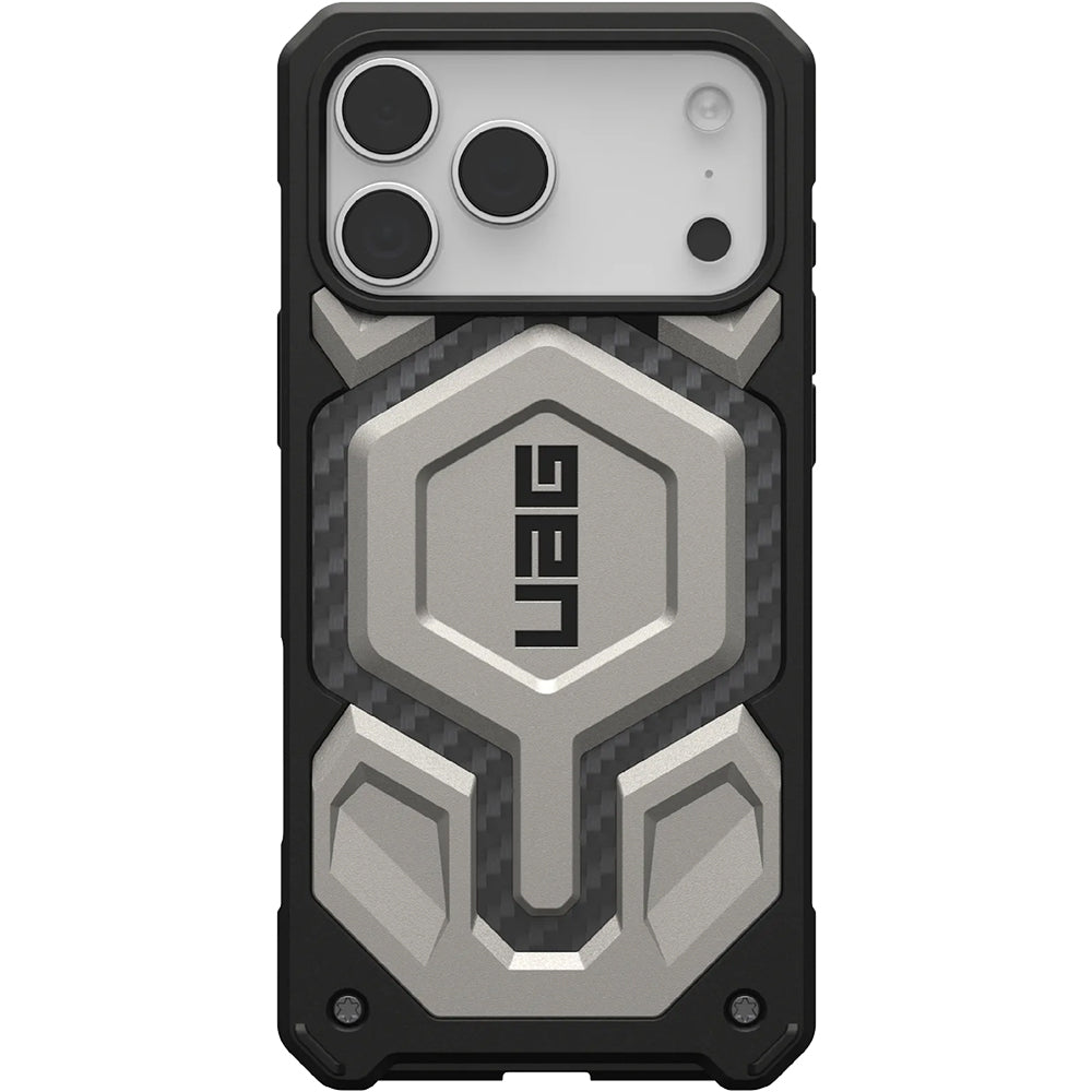 Handyhülle für iPhone 18 Pro Max / 17 Pro Max, UAG Monarch Pro Mag mit MagSafe, Hellgrau mit Schwarz