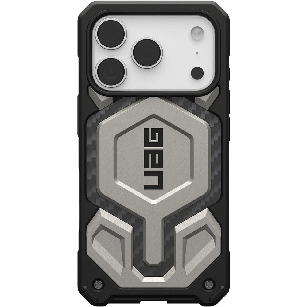 Handyhülle für iPhone 18 Pro / 17 Pro, UAG Monarch Pro Mag mit MagSafe, Hellgrau mit Schwarz