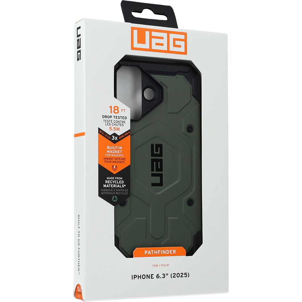Handyhülle für iPhone 17, UAG Pathfinder Mag mit MagSafe, Olivgrün mit schwarzen Rahmen