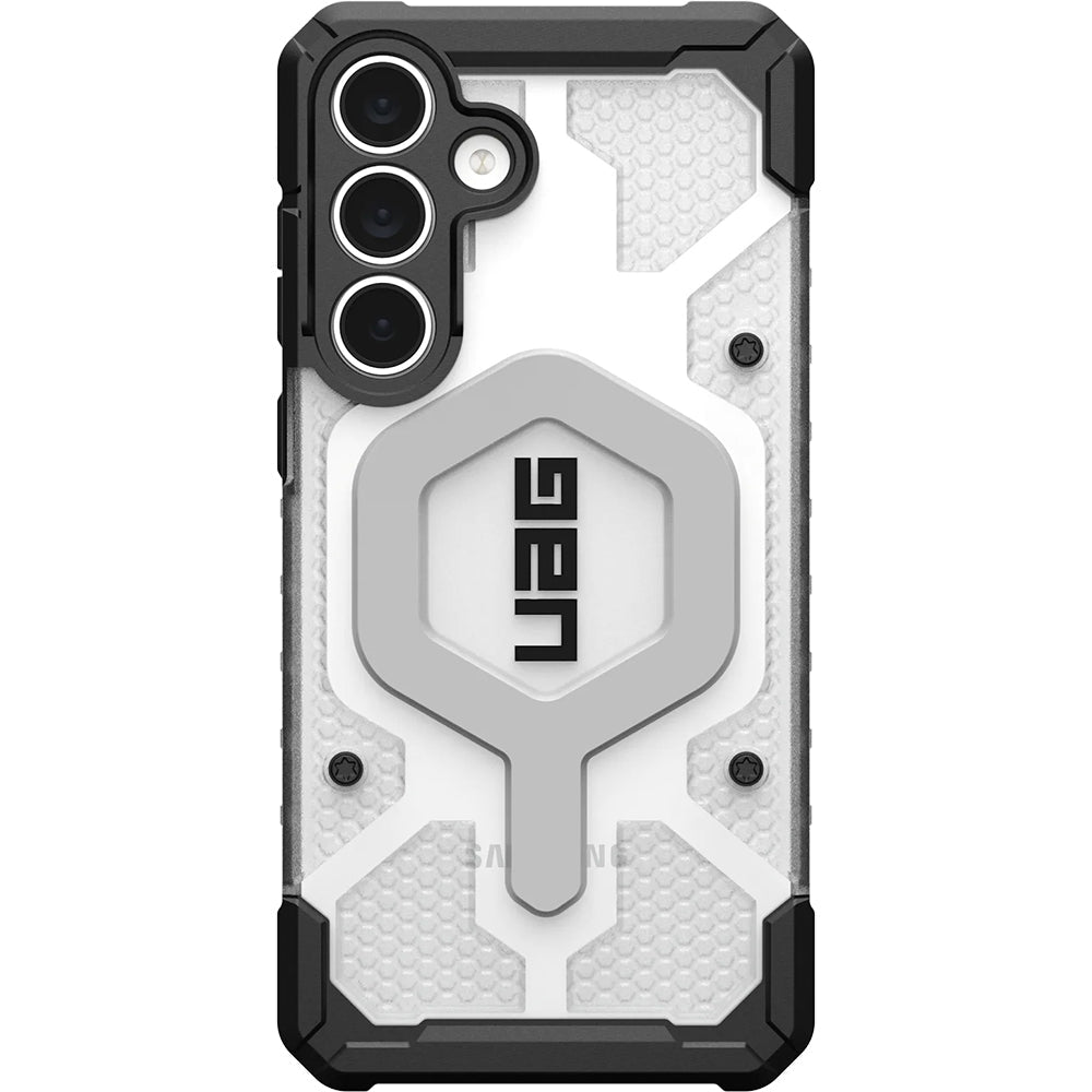 Handyhülle für Galaxy S25 FE, Urban Armor Gear Pathfinder Clear Magnet, Weiß-Schwarz
