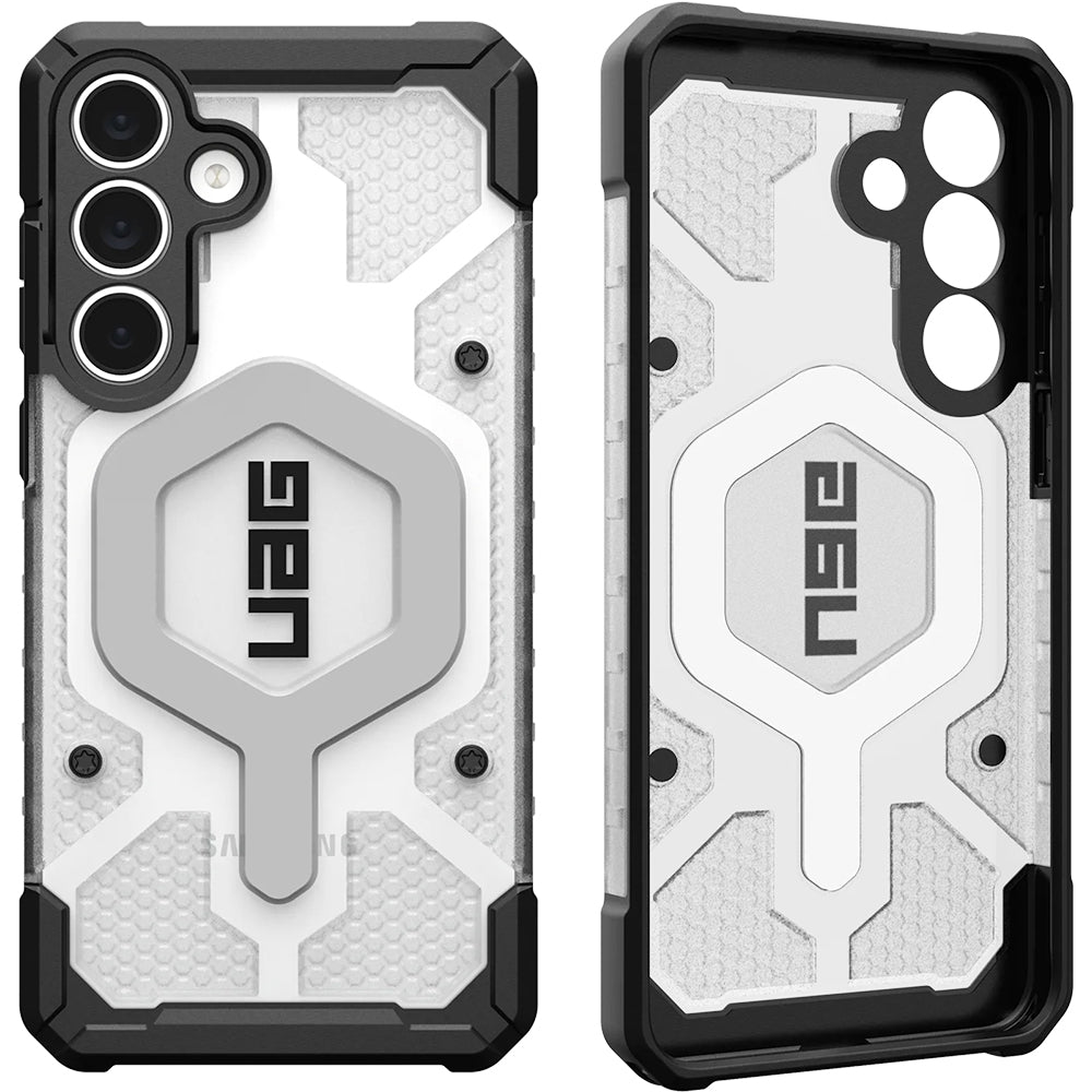 Handyhülle für Galaxy S25 FE, Urban Armor Gear Pathfinder Clear Magnet, Weiß-Schwarz