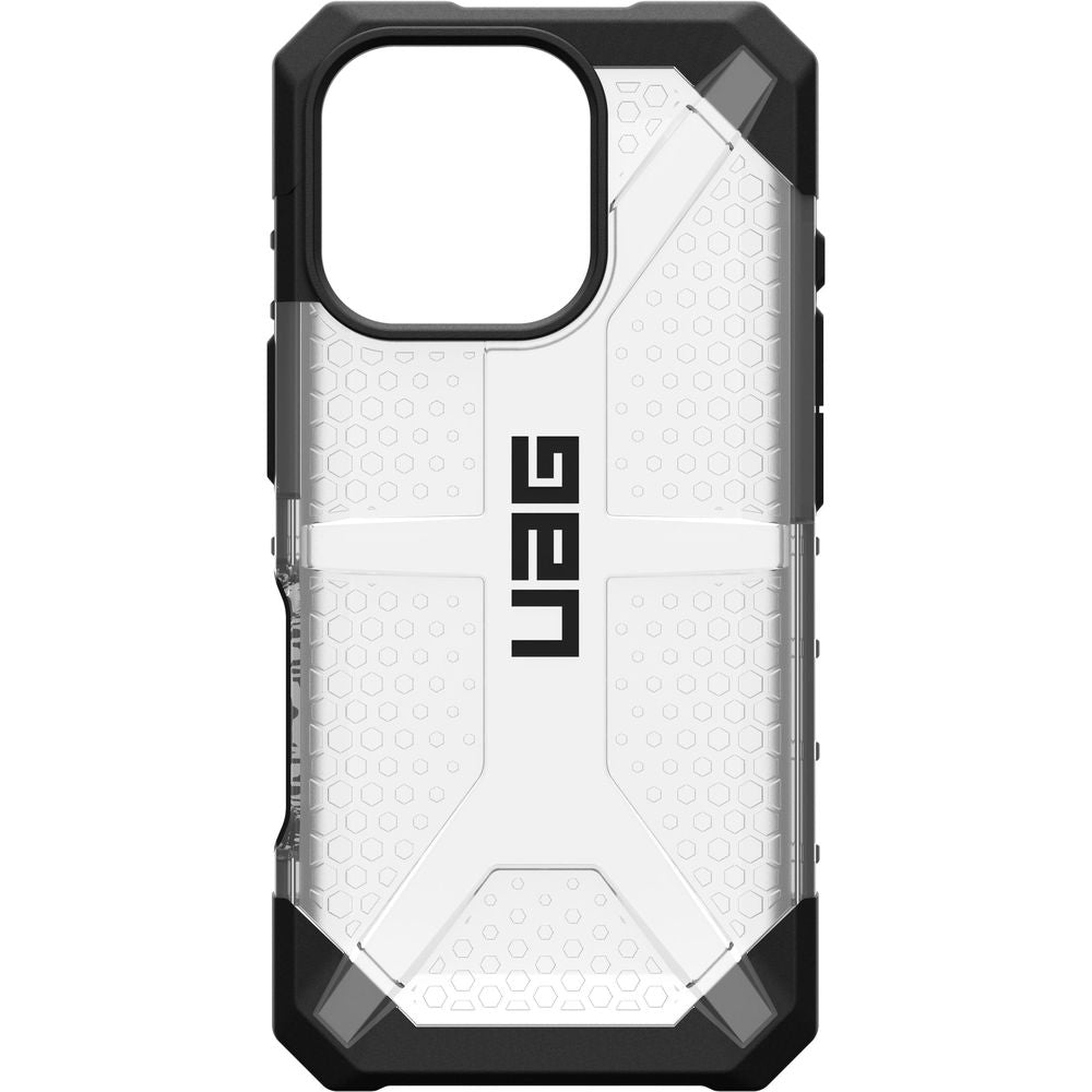 Handyhülle für iPhone 16 Pro, Urban Armor Gear Plasma, Transparent mit schwarzen Rahmen