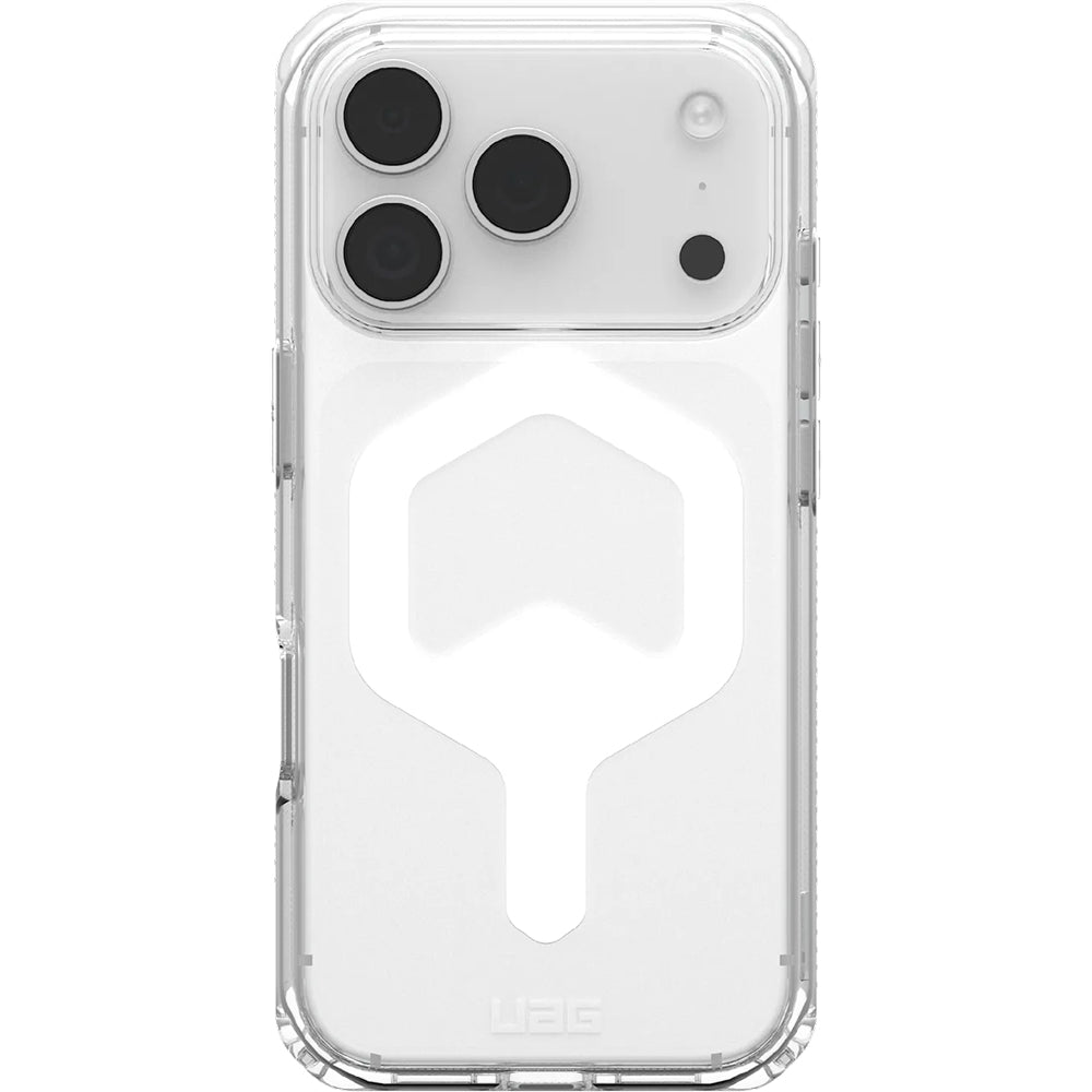 Handyhülle für iPhone 17, Urban Armor Gear Plyo Mag mit MagSafe, Transparent und Weiß