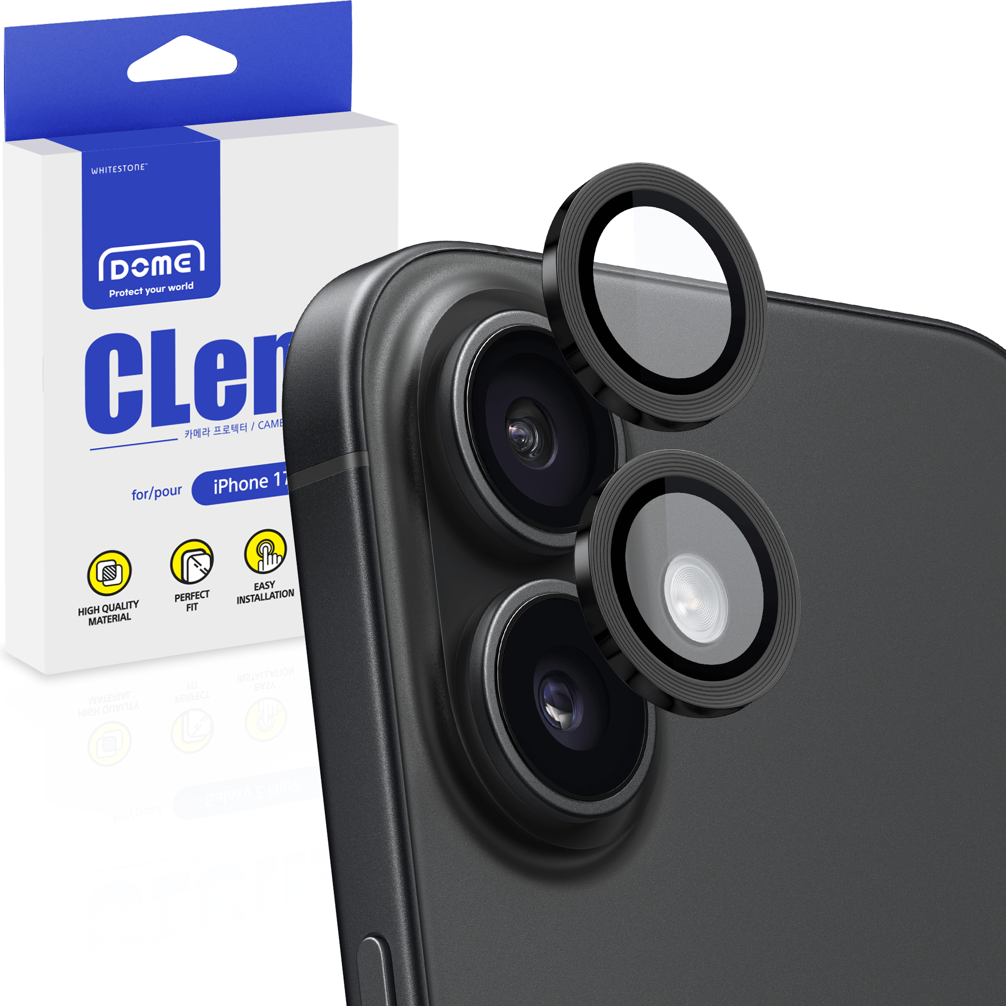 Kameraschutzglas für iPhone 17, Whitestone CLenZ Camera Protector, 1 Stück (1/6)
