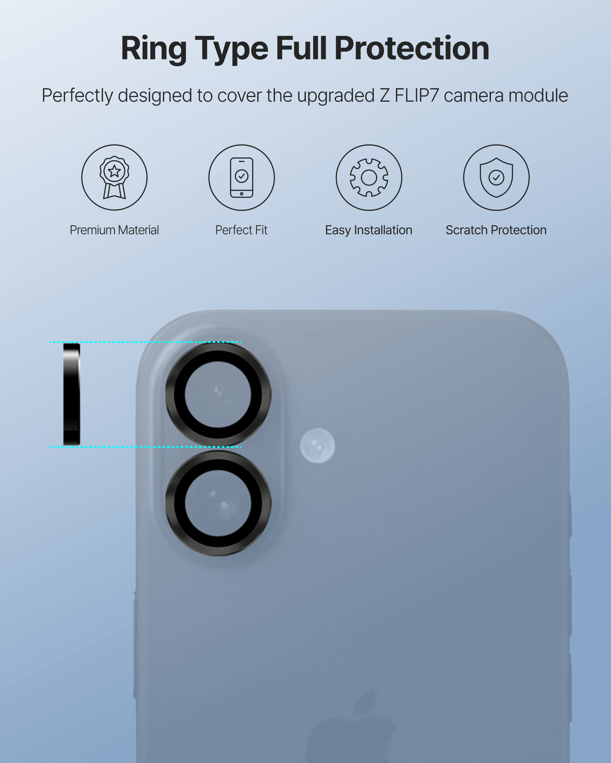 Kameraschutzglas für iPhone 17, Whitestone CLenZ Camera Protector, 1 Stück (2/6)
