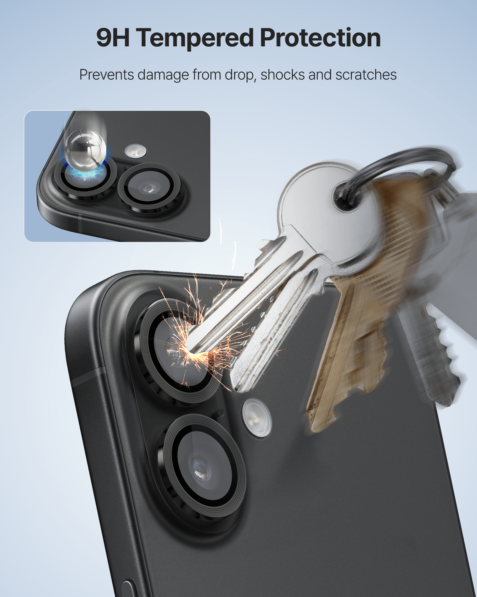 Kameraschutzglas für iPhone 17, Whitestone CLenZ Camera Protector, 1 Stück (3/6)