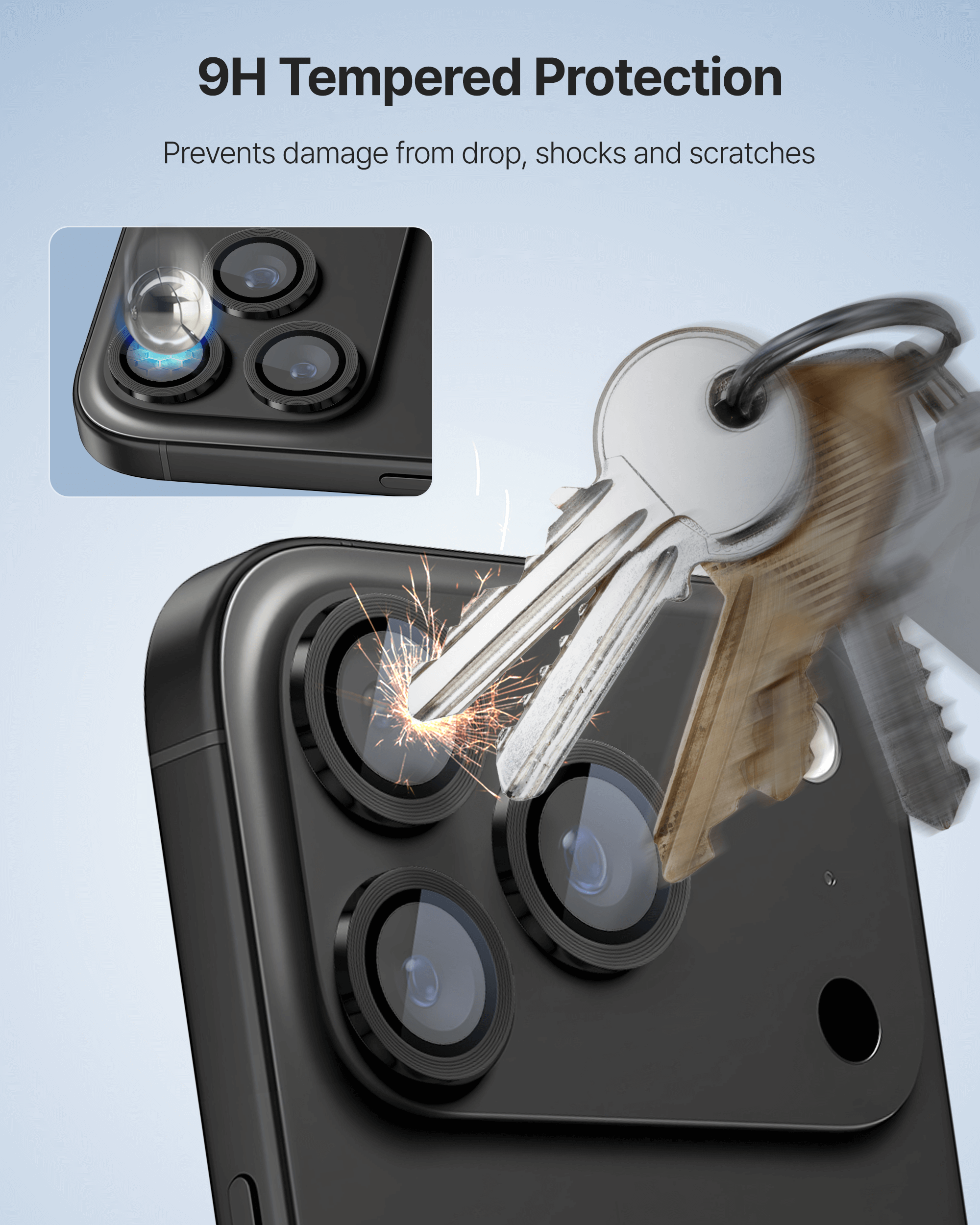 Kameraschutzglas für iPhone 17 Pro / Max, Whitestone CLenZ Camera Protector, 1 Stück (3/6)