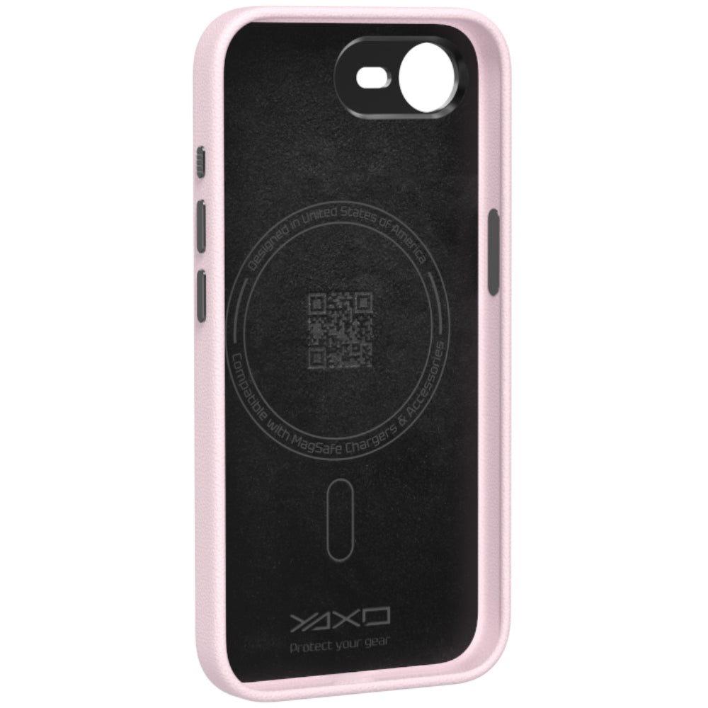 Handyhülle YAXO Leather Gear Slim Case MagSafe für iPhone 17e, rosa (12/13)