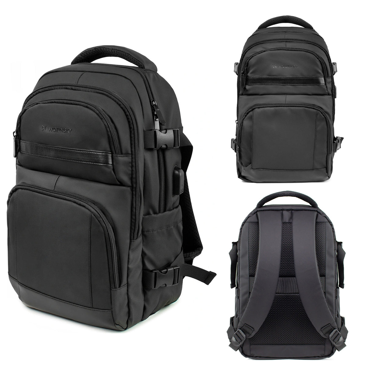 Reiserucksack mit Platz für einen Laptop, 20l, 40x20x25 cm, Wozinsky WPW-20L, Schwarz