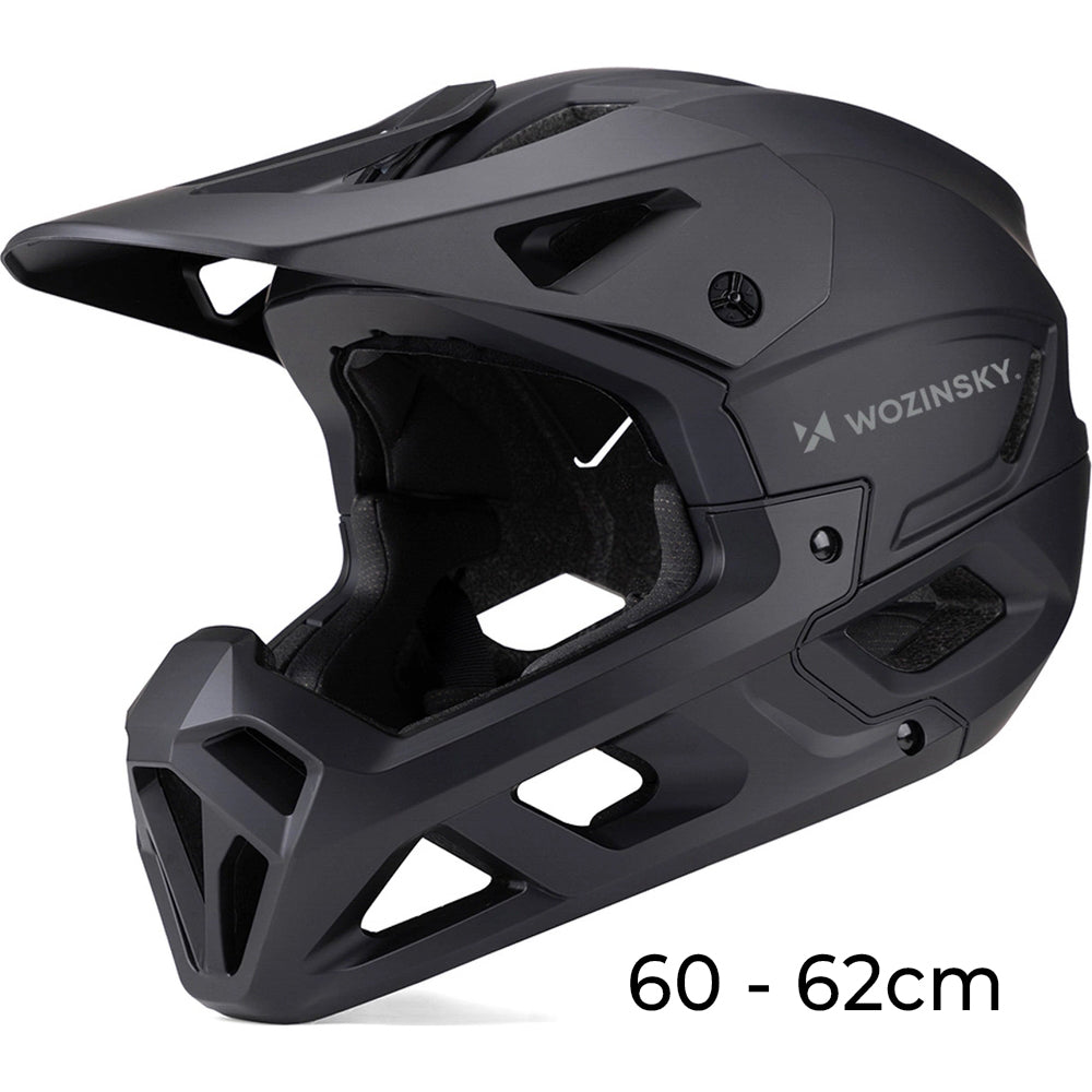 Fahrradhelm Fullface 60-62 cm mit abnehmbarem Visier, Wozinsky HT-58, Schwarz