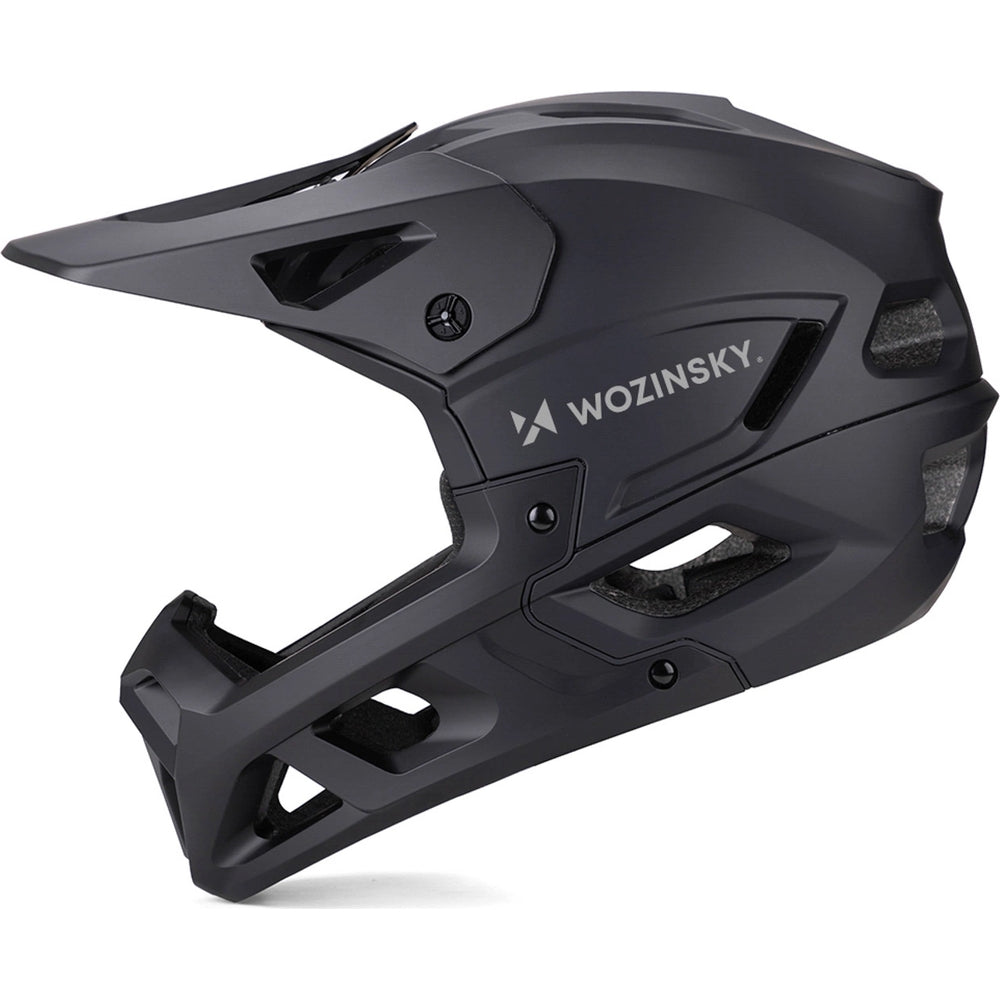 Fahrradhelm Fullface 60-62 cm mit abnehmbarem Visier, Wozinsky HT-58, Schwarz
