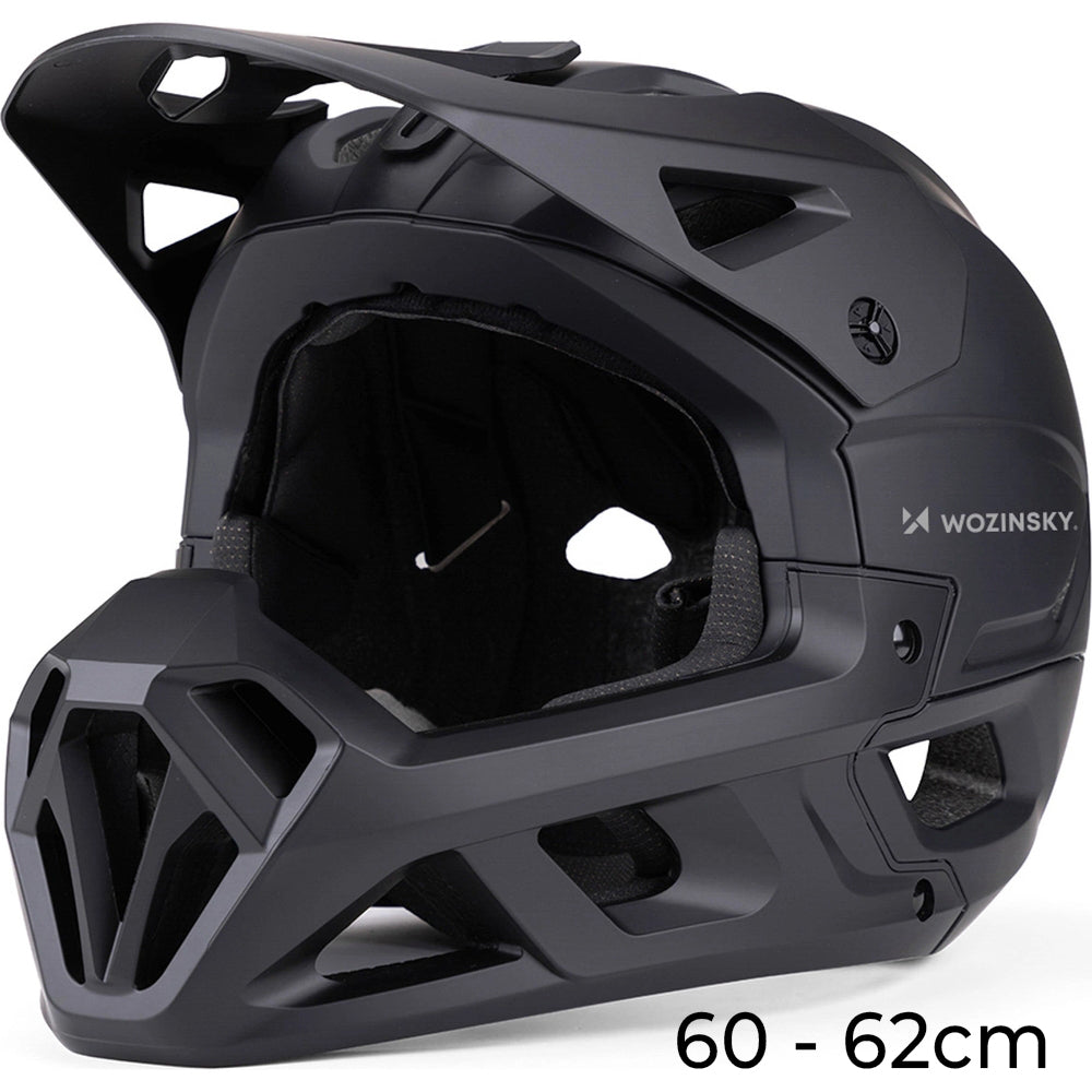 Fahrradhelm Fullface 60-62 cm mit abnehmbarem Visier, Wozinsky HT-58, Schwarz