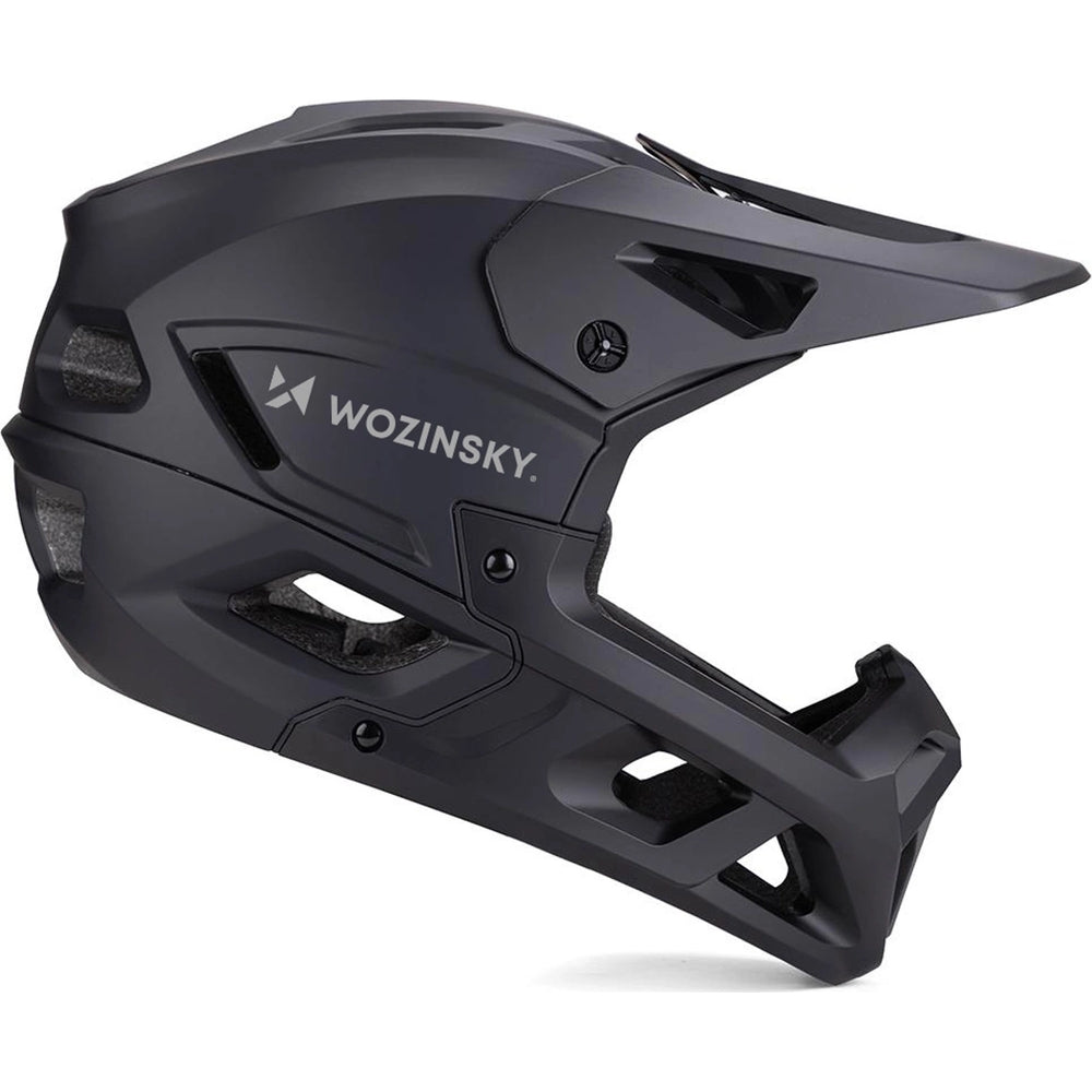 Fahrradhelm Fullface 60-62 cm mit abnehmbarem Visier, Wozinsky HT-58, Schwarz