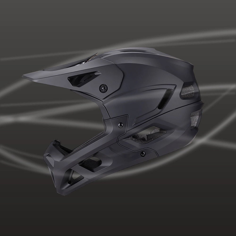 Fahrradhelm Fullface 60-62 cm mit abnehmbarem Visier, Wozinsky HT-58, Schwarz