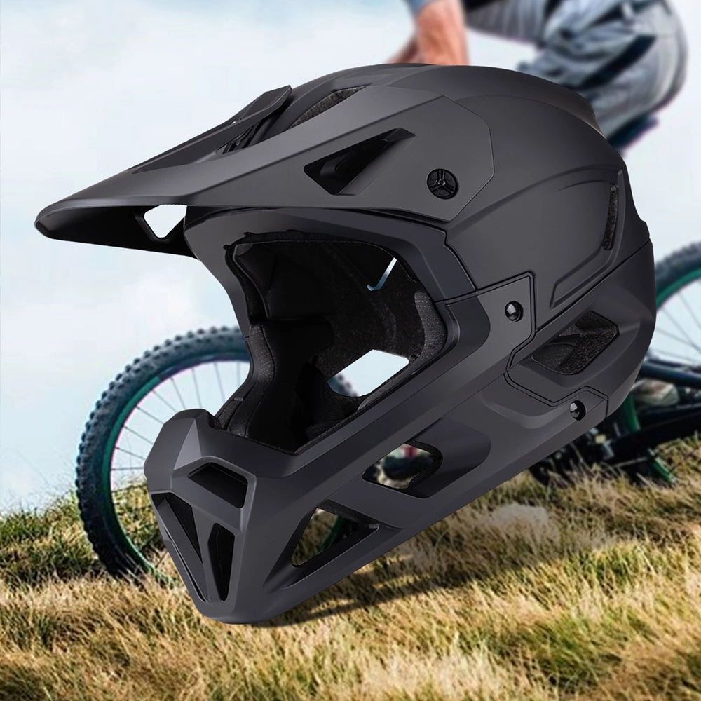 Fahrradhelm Fullface 60-62 cm mit abnehmbarem Visier, Wozinsky HT-58, Schwarz