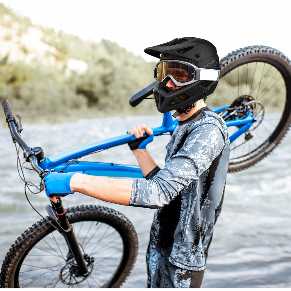 Fahrradhelm Fullface 60-62 cm mit abnehmbarem Visier, Wozinsky HT-58, Schwarz