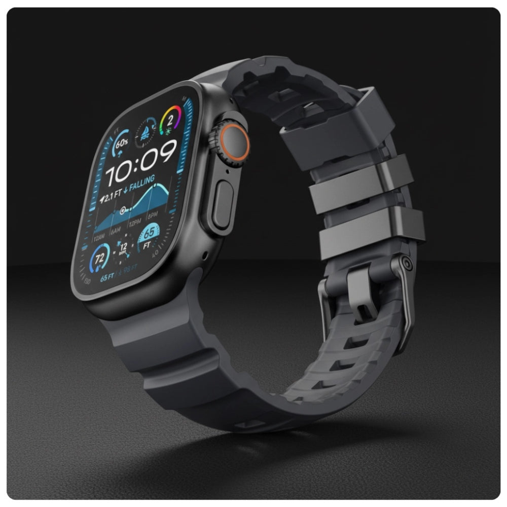 Armband YAXO Rugged Evo Sport Band für Apple Watch 44/45/46/49 mm, schwarz (8/9)