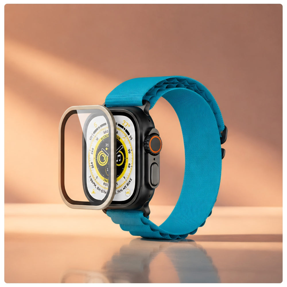 Displayschutzglas YAXO AR Superhard Armor Glass für Apple Watch Ultra 1/2/3, mit silbernem Rahmen (5/6)