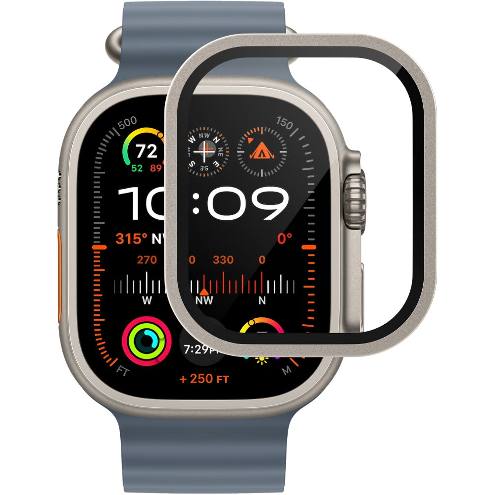 Displayschutzglas YAXO AR Superhard Armor Glass für Apple Watch Ultra 1/2/3, mit silbernem Rahmen (6/6)