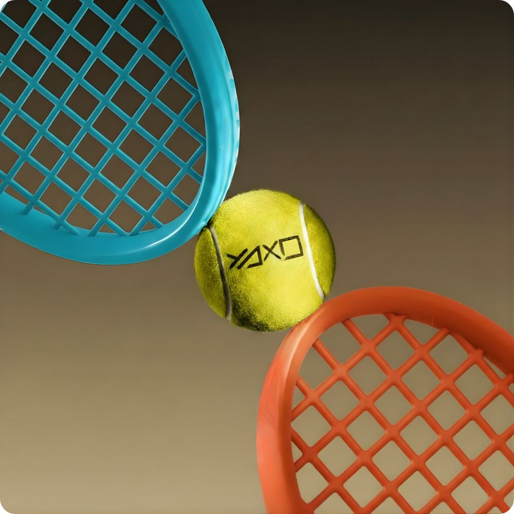 Griff/Aufsätze für Tennisschläger für Joy-Con Nintendo Switch/Nintendo Switch 2, YAXO Tennis Pro Set, Orange/Blau