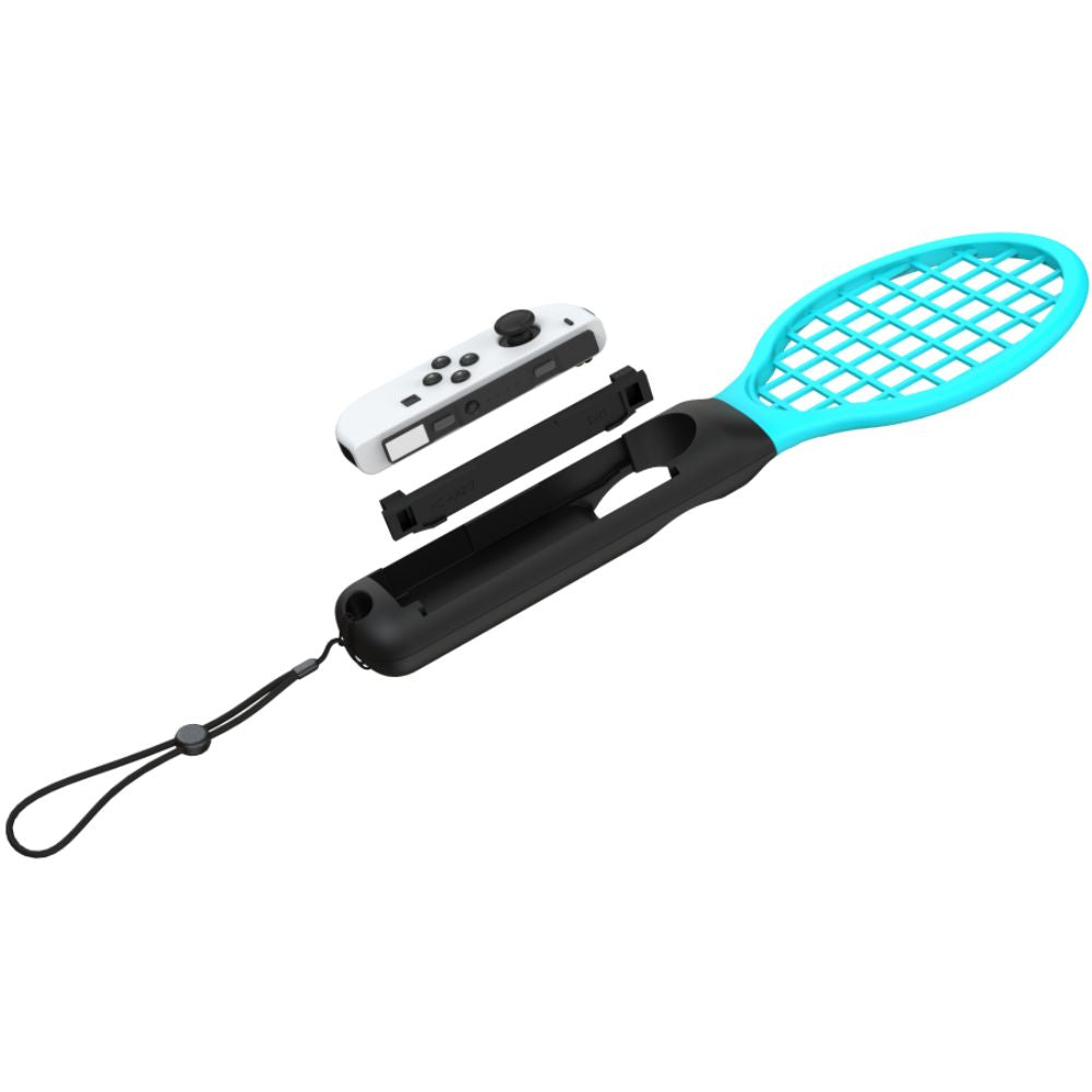 Griff/Aufsätze für Tennisschläger für Joy-Con Nintendo Switch/Nintendo Switch 2, YAXO Tennis Pro Set, Orange/Blau