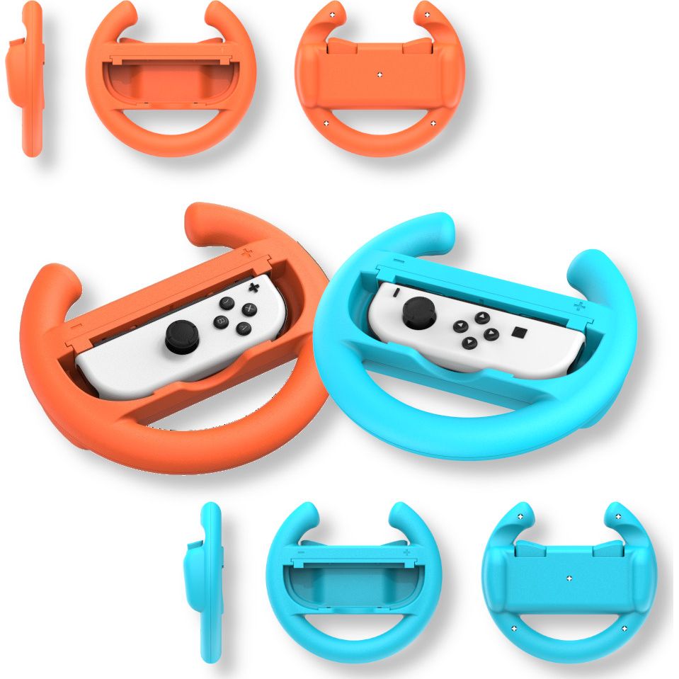 Halterung / Kappen für Joy-Cons für Nintendo Switch 2 / OLED / 1, YAXO Wheels Set, 2 Stück, Orange / Blau