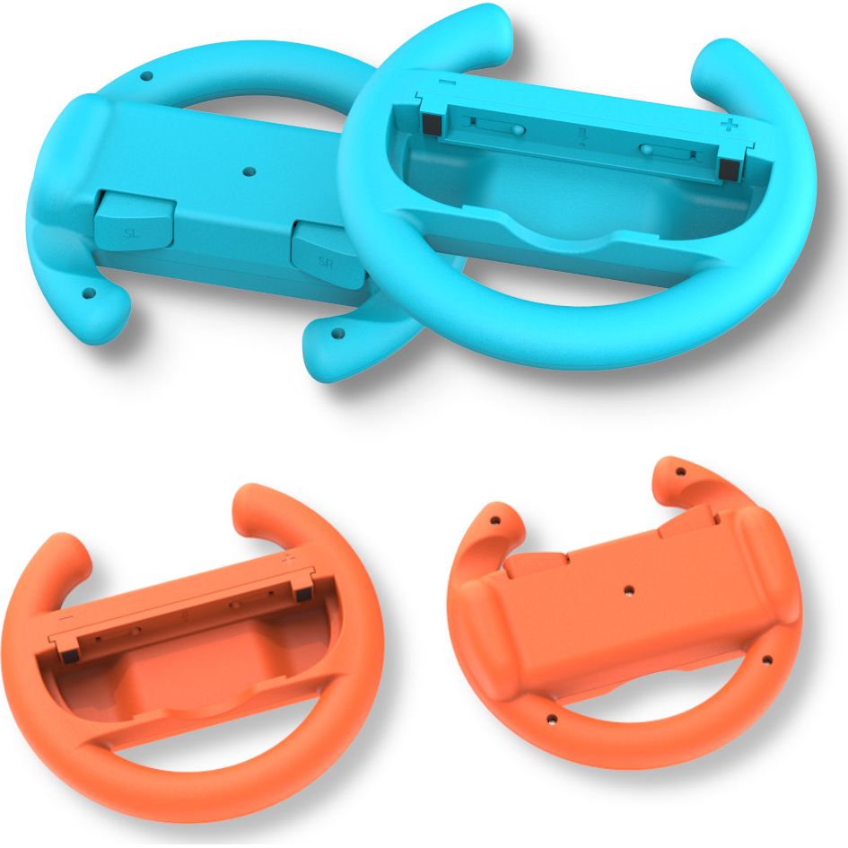 Halterung / Kappen für Joy-Cons für Nintendo Switch 2 / OLED / 1, YAXO Wheels Set, 2 Stück, Orange / Blau