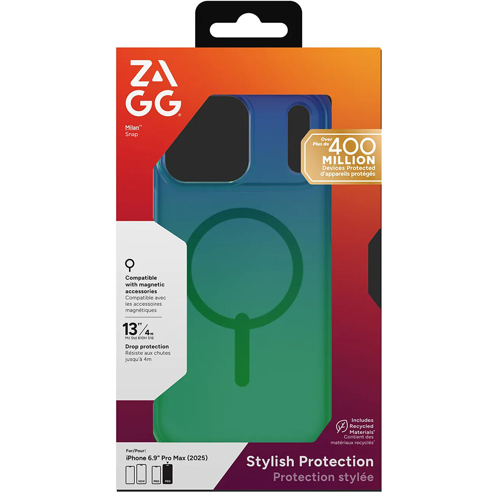Handyhülle für iPhone 17 Pro Max, Zagg Milan Snap mit MagSafe, Transluzent-Mehrfarbig