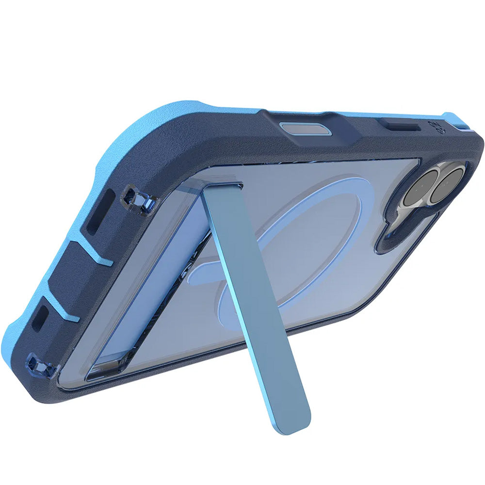 Handyhülle mit Ständer für iPhone 17, Zagg Rainier Snap Kickstand mit MagSafe, Blau