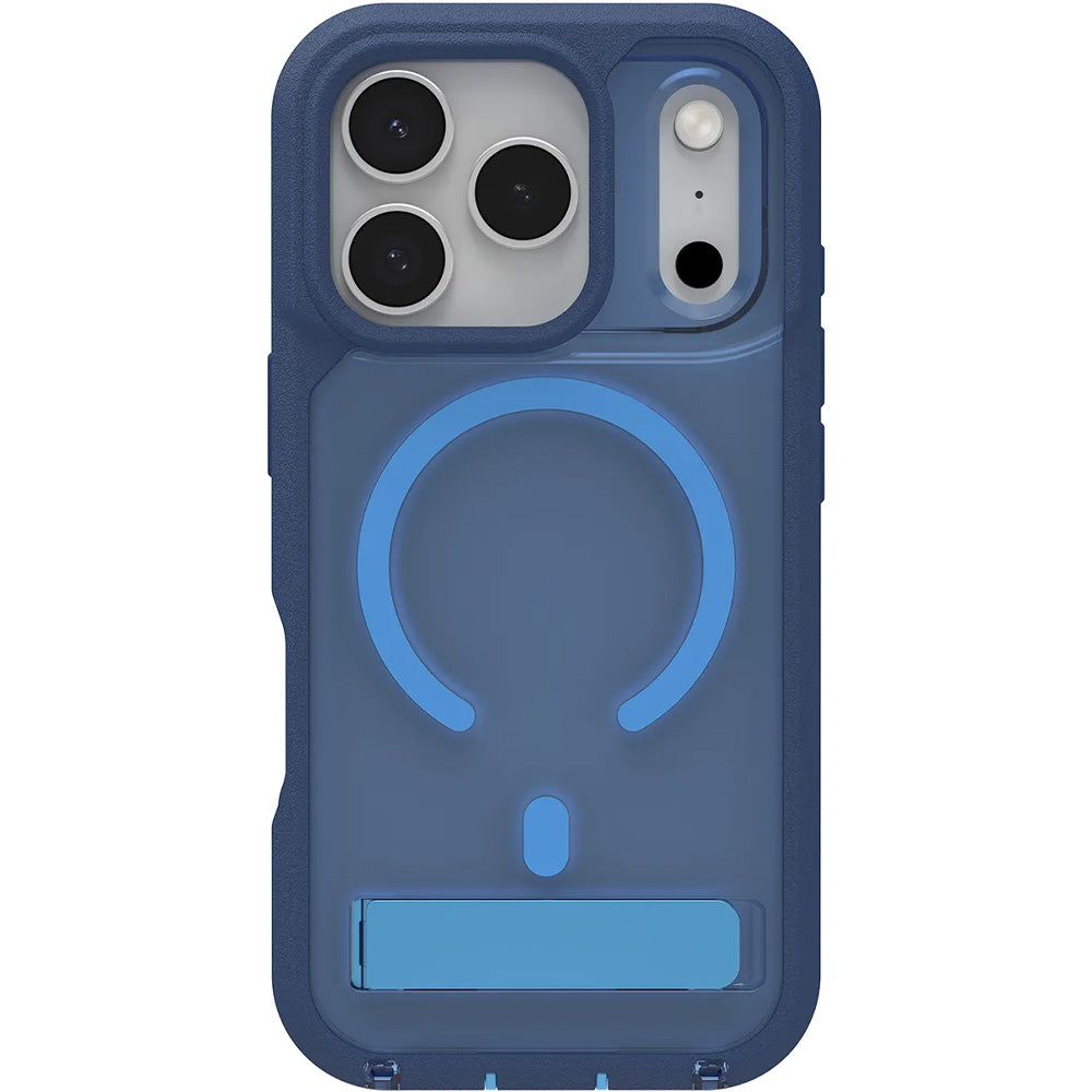 Handyhülle mit Ständer für iPhone 17 Pro Max, Zagg Rainier Snap Kickstand mit MagSafe, Blau