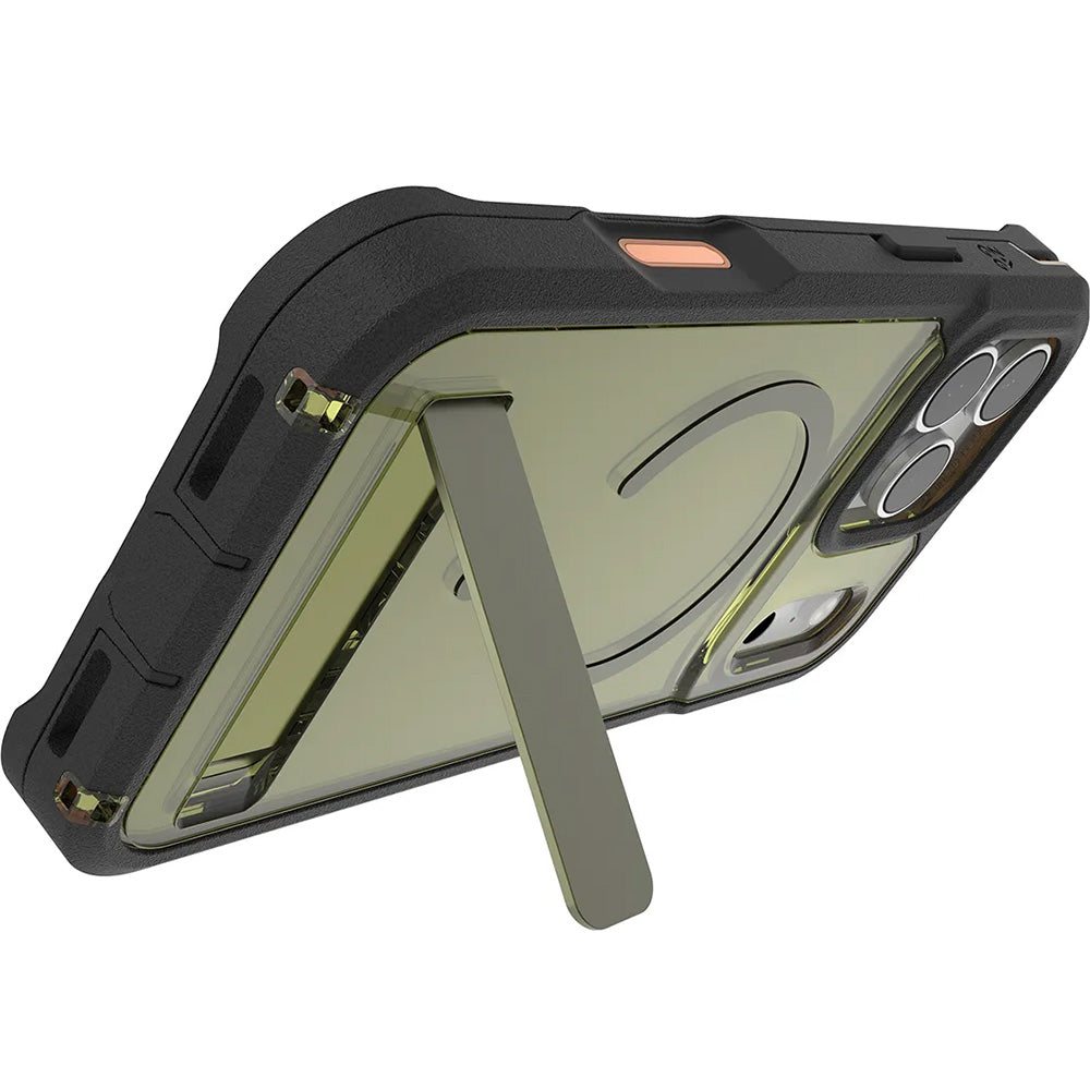 Handyhülle mit Ständer für iPhone 17 Pro Max, Zagg Rainier Snap Kickstand mit MagSafe, Grün