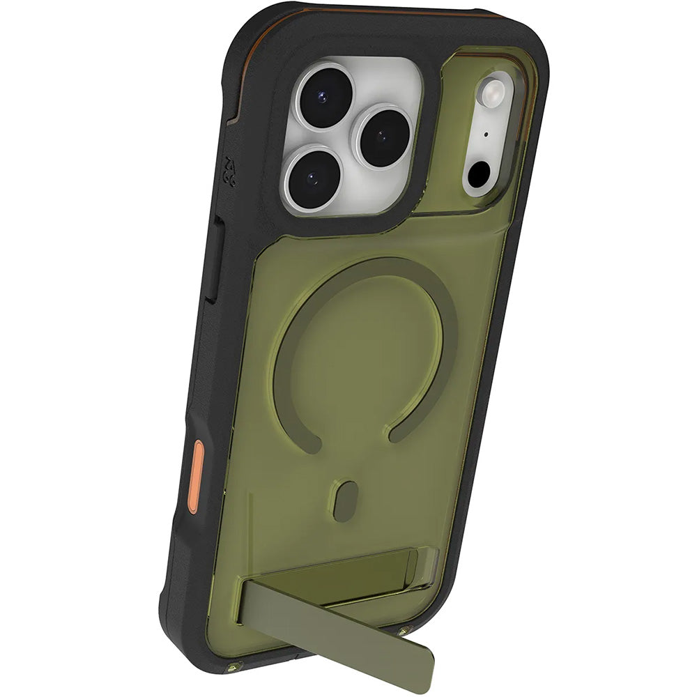 Handyhülle mit Ständer für iPhone 17 Pro, Zagg Rainier Snap Kickstand mit MagSafe, Transparent-Grün