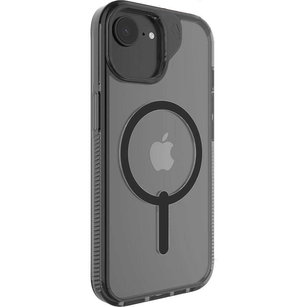 Handyhülle für iPhone 17e / 16e / 15 / 14 / 13, Zagg Santa Cruz Snap mit MagSafe, Transparent-Schwarz