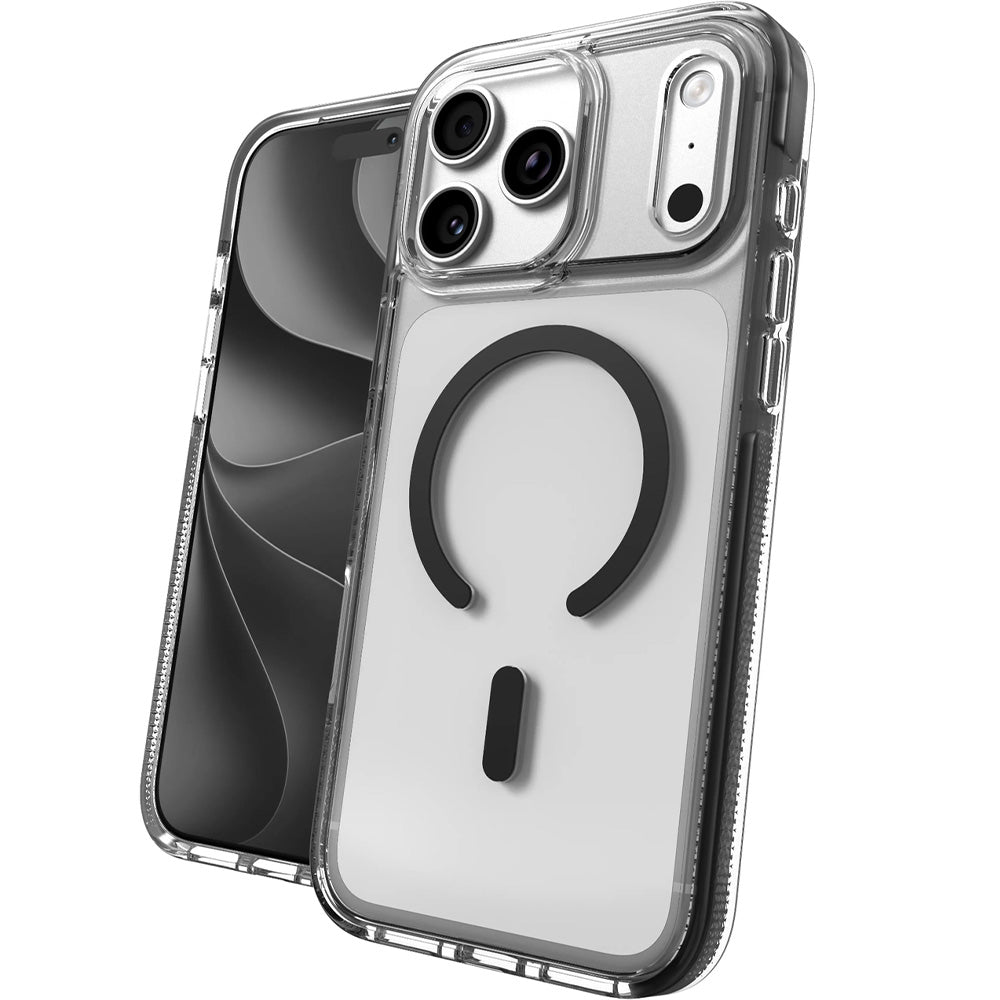 Handyhülle für iPhone 18 Pro / 17 Pro, ZAGG Santa Cruz Snap mit MagSafe, Transparent-Schwarz (1/9)