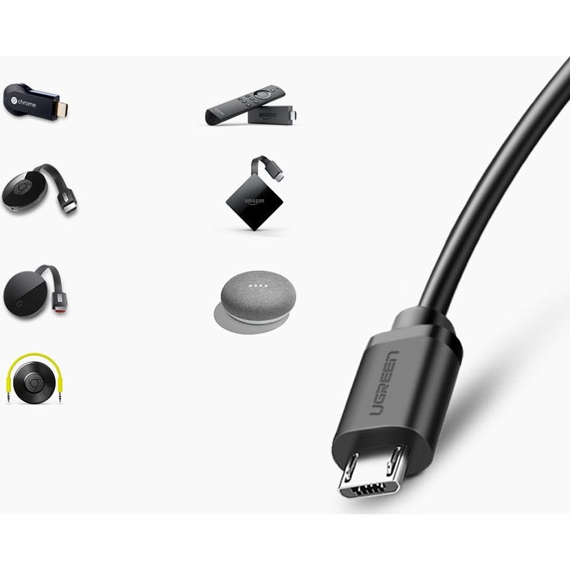 Externer Netzwerkadapter für Chromecast, Ugreen microUSB, 100Mbps, 1m, Schwarz