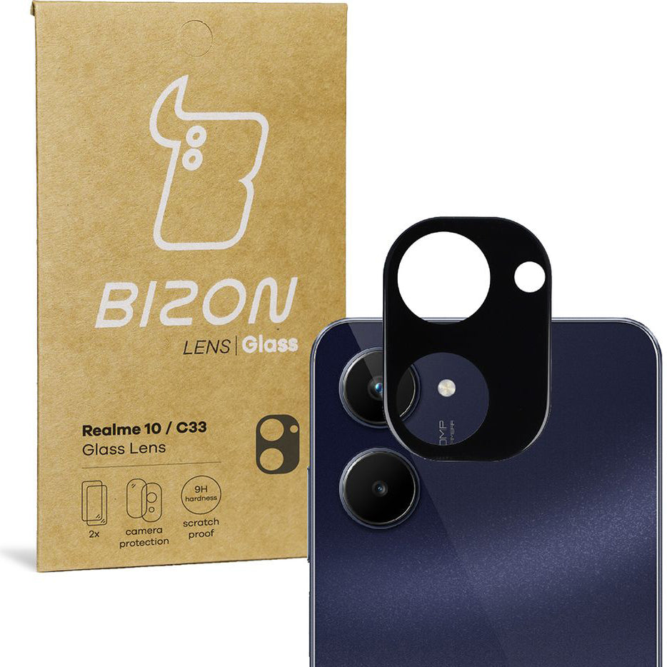 Gehärtetes Glas für die Kamera Bizon Glass Silk Lens für Realme C33, 2 Stück